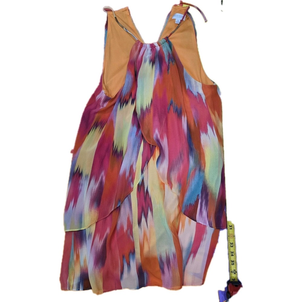 Bisou Bisou Michele Bohbot Halter Top Sz 14 Multicolor Abstract Print Layered